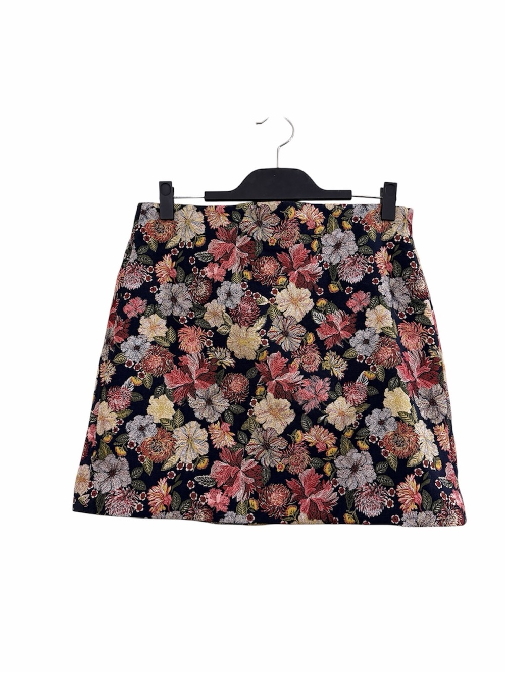 LOFT Navy Floral Mini Skirt with Pink, Cream & Yellow Accents